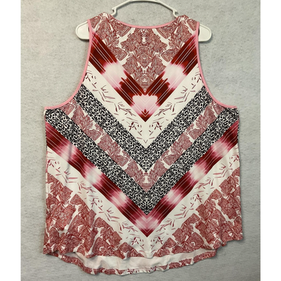 SHEIN Curve Tank Top Womens 4XL Pink Red Chevron Print Sleeveless Plus Size