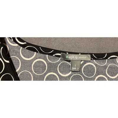Apt. 9 Women's Black & White Geometric Faux Wrap Dress Size L Stretch Business