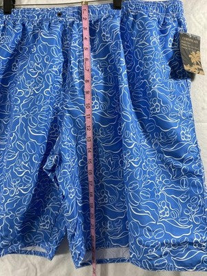Smede Swim Trunks Mens 3XL Blue Tropical Floral Elastic Waist Mesh Pockets