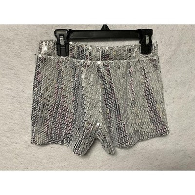 Spirit Shorts Girls Medium Silver Sequin Hot Pants Dance Club Costume Party