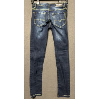 Fil Jeans distressed ripped skinny jeans yellow stitch Y2K streetwear Size 5