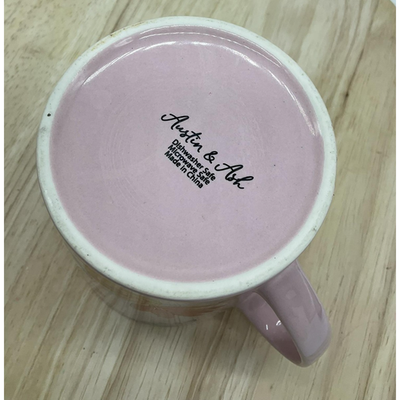 Hearth & Hand with Magnolia C Monogram Mug Pink Floral Stoneware Coffee Cup