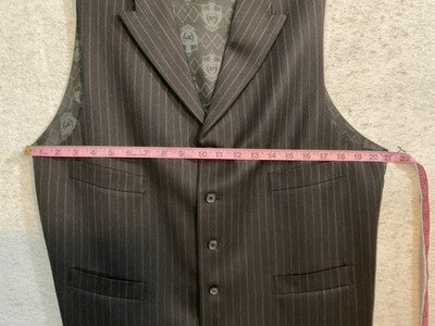 Vintage Phat Farm Suit Men 44 Gray Wool Pinstripe 3 Piece Pant 37x29 Vest Mexico