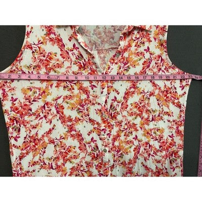 Ninety Clothing Co Women's L Button Front Sleeveless Floral Rayon Dress