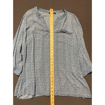 Ava Christine 2X Blue Print Blouse Rayon Lightweight Women’s Plus