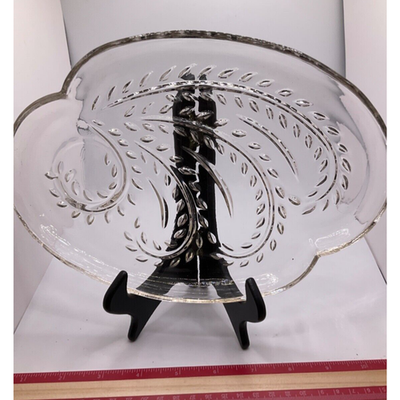Vintage Federal Glass Snack Plate & Cup Set - Cottage Homestead, Wheat Pattern