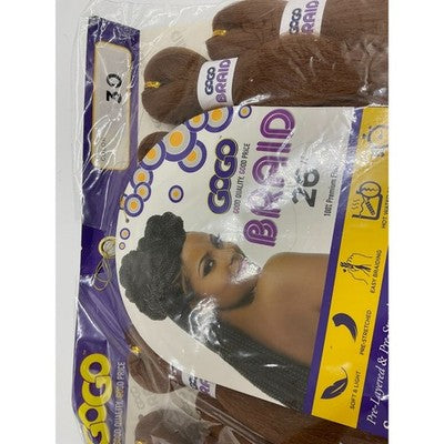 GOGO Braid 10X 26" Pre Stretched Hair Color 30 Super Value Pack Easy Braiding
