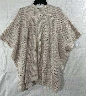 David And Young Sweater Cape Womens One Size White Open Knit Poncho Relaxed