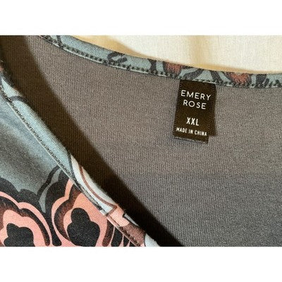 Emery Rose 2X Long Sleeve Dress, Grey Knee-Length Polyester/Viscose Wearable Art