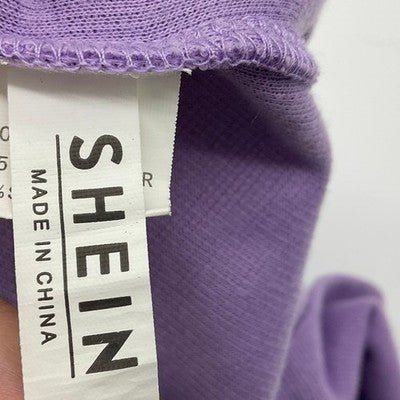 Shein Sweatshirt Women Large Purple Cropped Mock Neck Relaxed Streetwear
