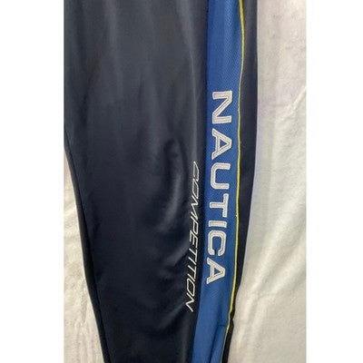 Nautica Competition Track Pants Mens Medium Navy Blue Side Stripe Joggers Retro