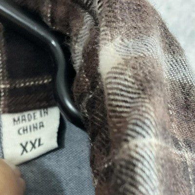 California Shirt Mens 2XL Brown Plaid Flannel Long Sleeve Button Up Pockets