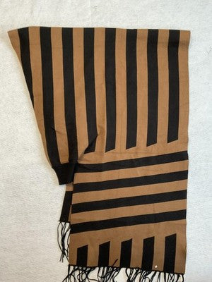 Pretty Persuasions Cape Womens One Size Brown Black Striped Fringe Knit Kimono