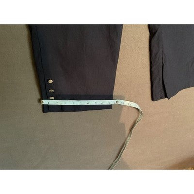 Zoe & Phoebe Women's Navy Cropped Pants XL Rayon Blend Button Hem Detail