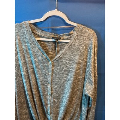 Signature Studio Women's Sweater XL - Grey/White, Front Tie, Button Closure