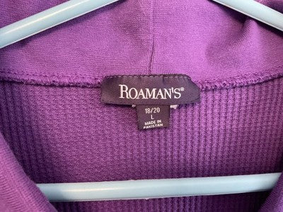 Roaman's Shirt Womens 18/20 Purple Cowl Neck 3/4 Sleeve Knit Top Plus Size