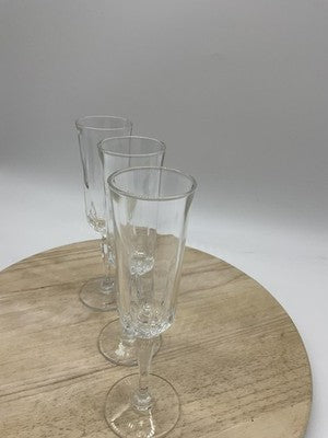 Unmarked Clear Geometric Champagne Glasses Set Of 3 Flutes Bar Decor Modern