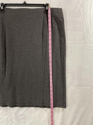 Gray Knit Pencil Skirt Womens Large Knee Length Stretch Pull On Work Office