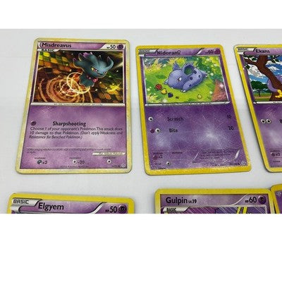 Pokemon Psychic Type Card Lot 6pc Purple Misdreavus Nidoran Ekans TCG Collection