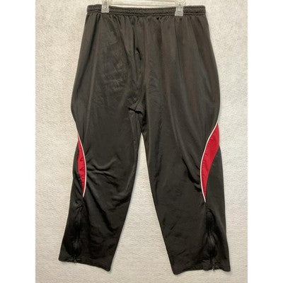 Holloway Pants Mens XL Black Red Athletic Track Warmup Zipper Leg Drawstring