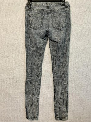 Cello Jeans Juniors 5 Gray Skinny Acid Wash Distressed Crinkle Wrinkle Faded