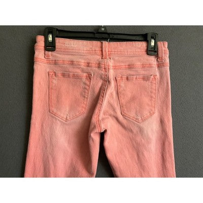Wet Seal Skinny Jeans Peach Color Distressed Juniors Size 5 Cotton Stretch