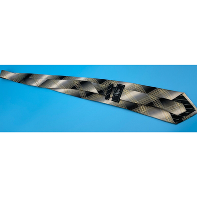 Villini 100% Silk Tie Plaid Gold/Brown Checkered Pattern Men’s 3.75" Classic