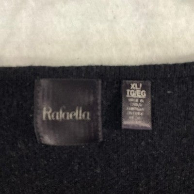 Rafaella Cardigan Sweater Womens XL Black Open Front Longline Knit Casual
