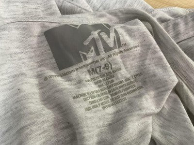 MTV Music Shirt Girls M Gray Floral Logo Cutout Scoop Neck Graphic Tee