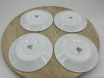 Corelle White Glass Saucers Set Of 4 Green Rim Round USA Kitchen Tableware