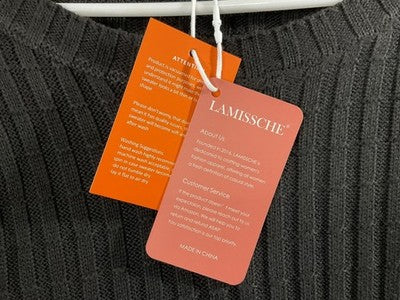 LAMISSCHE Sweater Womens Medium Gray Ribbed Bell Sleeve Relaxed Knit Pullover