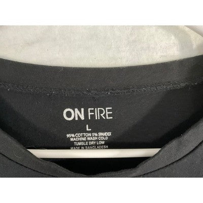 On Fire T-Shirt Dress Womens Large Black Graphic Limited Edition Side Tie Casual
