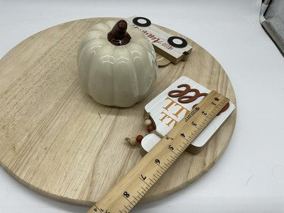 Thanksgiving Autumn Centerpiece Set Of 3 Ceramic Pumpkin Wood Signs Multicolor