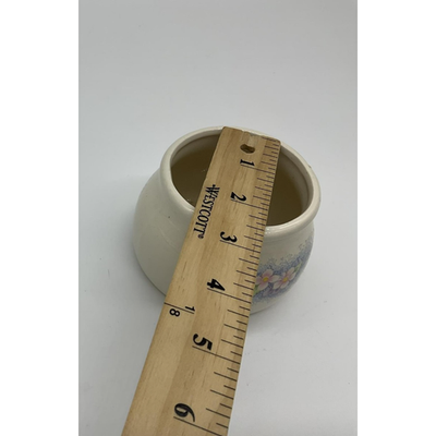 Vintage Sirius Enterprise Floral Pot Small Round Planter White Ceramic 1985