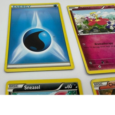 Pokemon TCG Card Lot 6pc Sneasel Chimchar Meowth Flabebe Magnemite Water Energy
