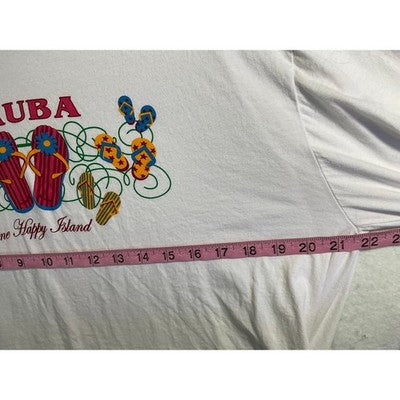 Sea Man Aruba Graphic T-Shirt Mens XXL White Cotton One Happy Island Souvenir