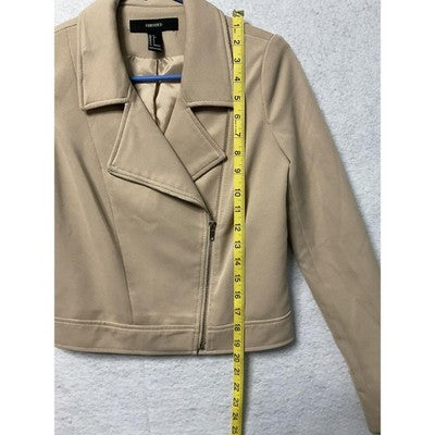 Forever 21 Jacket Womens Small Moto Biker Asymmetrical Zip Lined Faux Leather