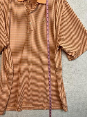 Donald Ross Polo Shirt Mens 2XL Orange Striped Golf Performance Short Sleeve