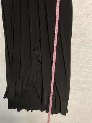 Cato Dress Womens 18/20W Black Wrap Maxi Flutter Sleeve Ruffle Hem Stretch Knit