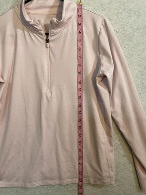 Athletic Works Pullover Womens XXL Pink 1/4 Zip Mock Neck Long Sleeve Stretch