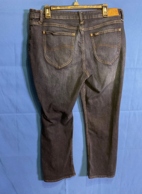 Lee Jeans Womens 16P Dark Wash Straight Leg Regular Fit Mid Rise Stretch Denim