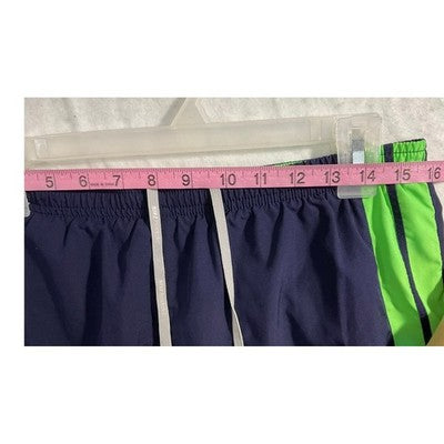 Nike Running Shorts Womens L Navy Blue Neon Green Dri-FIT Athletic Gym 548505