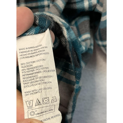 IZOD Shirt Mens 3XL Blue Gray Black Plaid Long Sleeve Flannel Button Up Casual