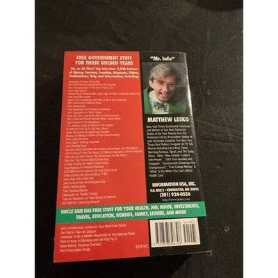 Free Stuff for Seniors by Matthew Lesko 1997 1st Ed Money Help Guide Grandparent