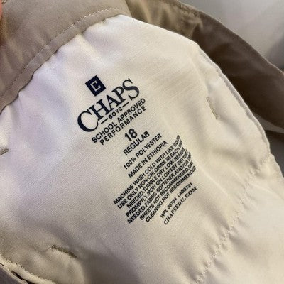 Chaps Shorts Boys 18 Beige Chino Flat Front Adjustable Waist School Uniform