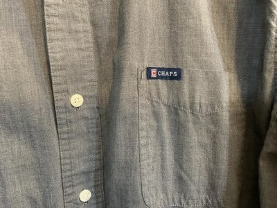 Chaps Shirt Mens XL Gray Easy Care Check Long Sleeve Button Down Pocket Casual