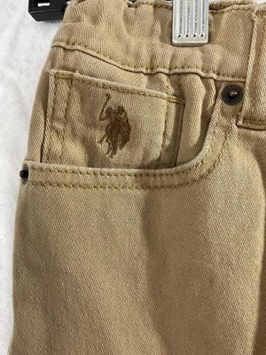 U.S. Polo Assn Pants Boys 14 Beige Khaki Twill Adjustable Waist Casual Pockets