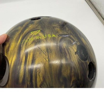 Vintage AMF Radar Bowling Ball Adult 14lb Gold Black Marble Pre-Drilled USA Made