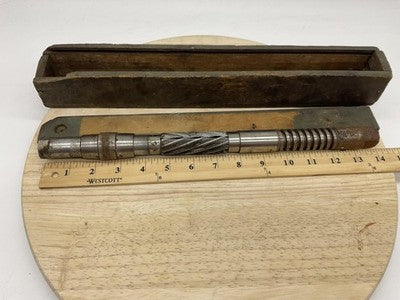 Vintage Adjustable Machine Reamer Metal Cutting Tool With Wood Storage Box