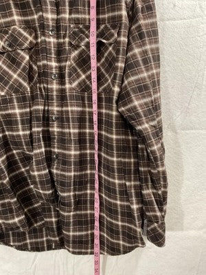 California Shirt Mens 2XL Brown Plaid Flannel Long Sleeve Button Up Pockets